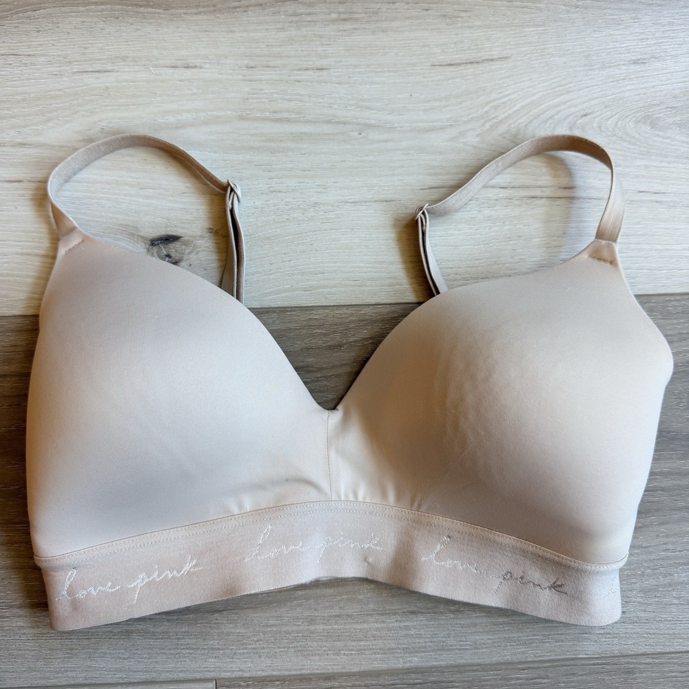 Victorias Secret‎ Love Pink Tan Bra 32DD Anywhere Wireless
